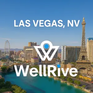 background image of las vegas ,nv with wellrive logo