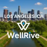 background image of los angeles, ca with wellrive logo