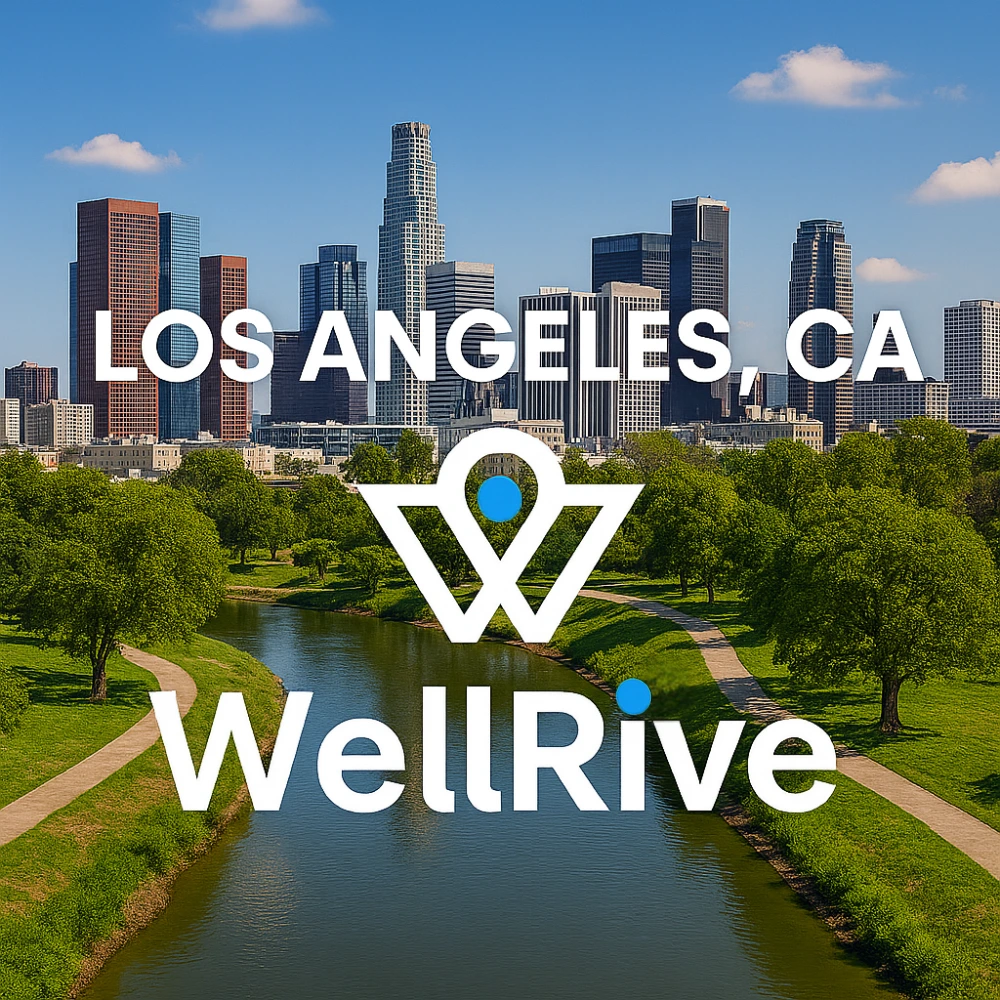 Los Angeles, CA background image of los angeles, ca with wellrive logo