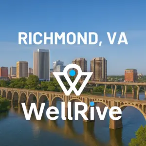 background image of richmond, va with wellrive logo