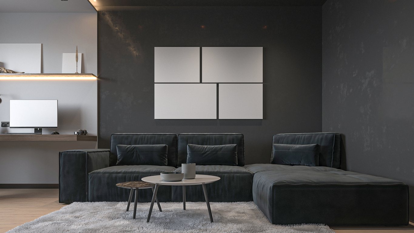 Modern decor in a living room for staging.