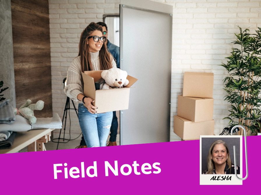 Girl organizing room